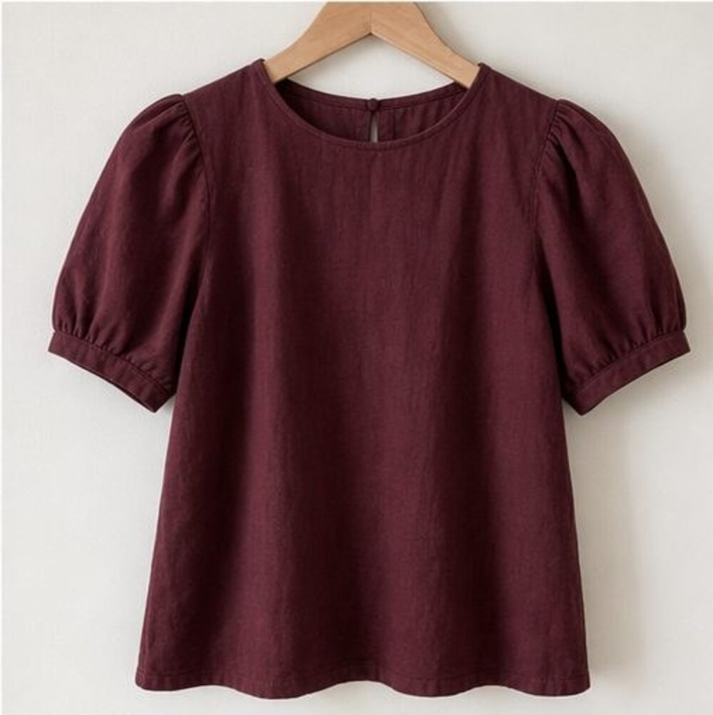 Burgundy Puff Sleeve Top